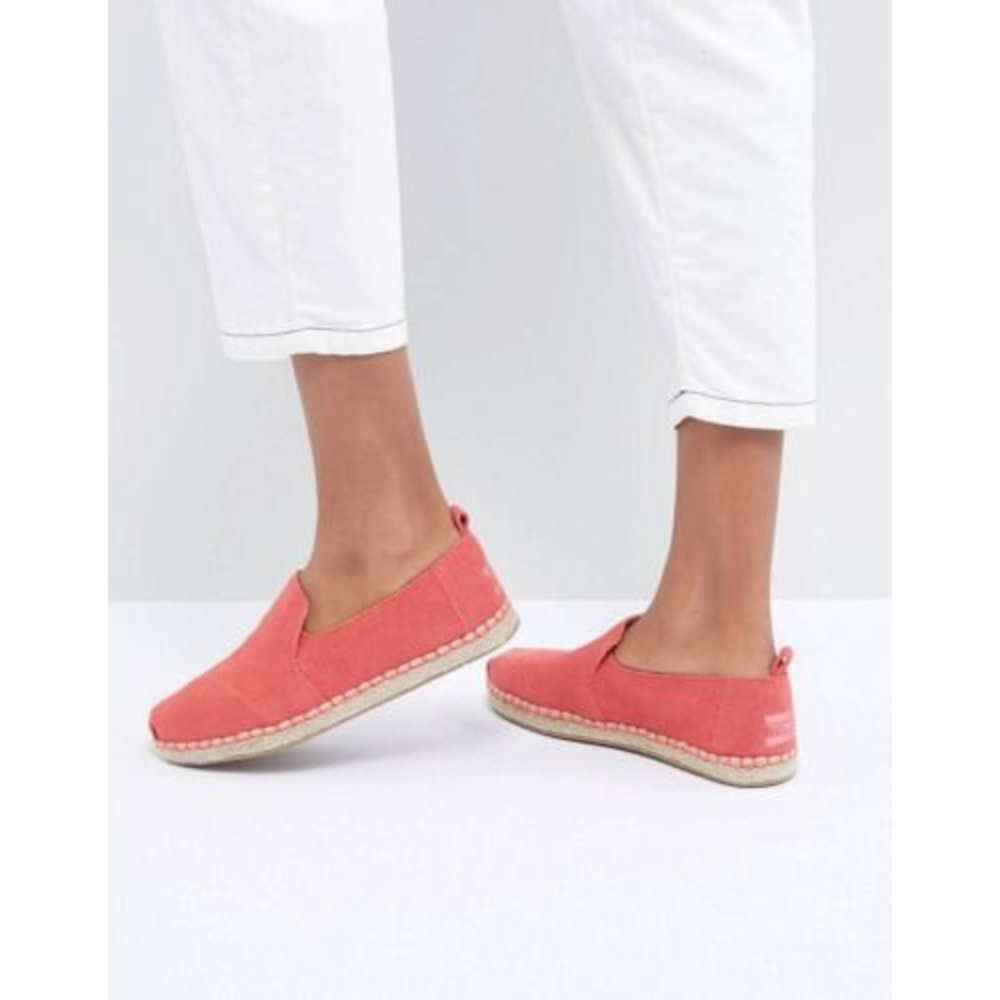 Toms Deconstructed Suede Alpargata Rope Hibiscus Suede Shoe In “ Pink” | Size 8